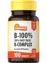 Sundance Vitamine B-complex 100% dagelijkse waarde 100 tabletten Vegetarische, niet-GMO, en Glutenvrije supplement