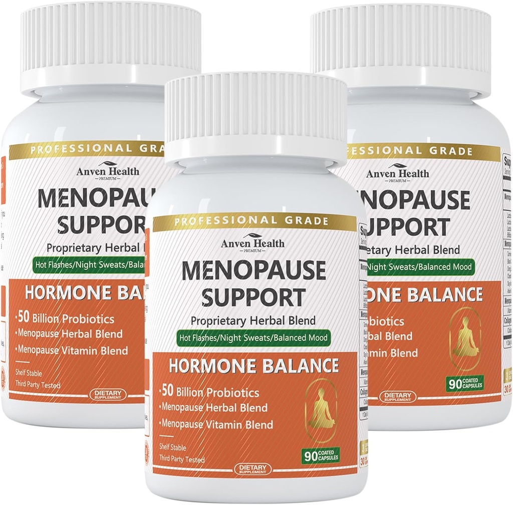 Menopauze Supplementen voor vrouwen Menopauze Probiotica Relief, Vitamine D3 & B6,Ondersteunt Hot Flashes, Night Sweats, Bloating & Gut Health met Black Cohosh, Collageen 270 Veggie Caps