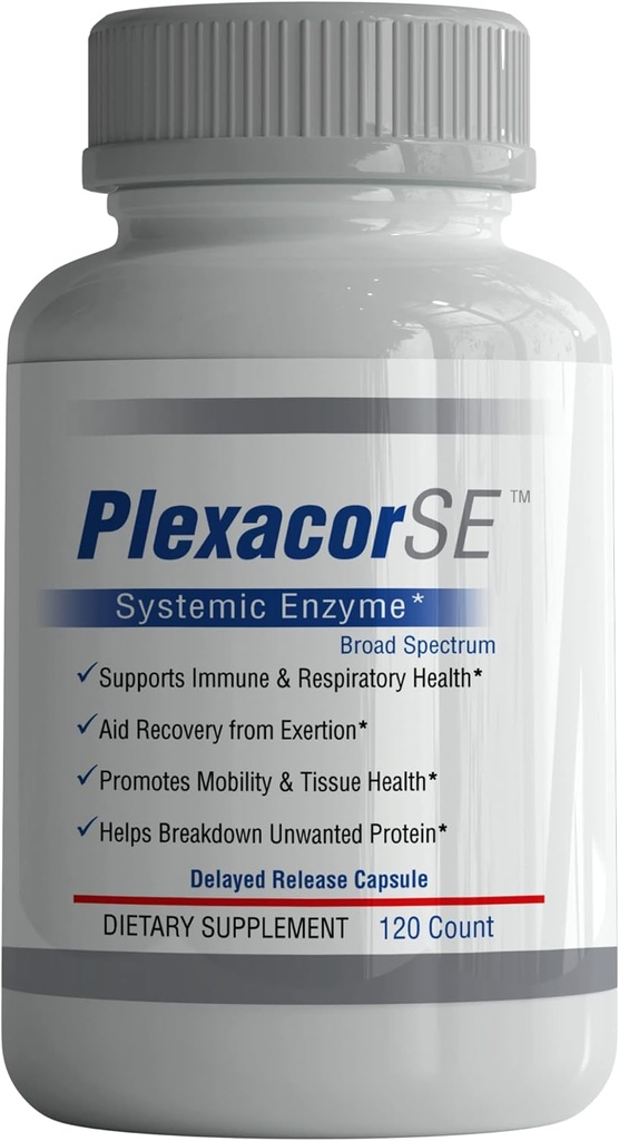 Nieuwe Plexacor Multi-Enzymen Fibrin Defense, 6-in-1 SuperEnzyme Blend met Rutin, Serrapeptase & Superior Turmeric voor gezonde Immune Ondersteuning - 120 Tel.