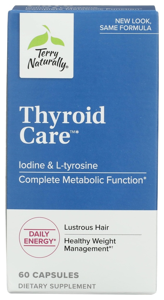 Terry Naturally Thyroid Care - Immune Health & Energy Support Formula - Voedingssupplement met jodium voor schildkliergezondheidsondersteuning - Wellness Supplement met L-tyrosine - 60 capsules