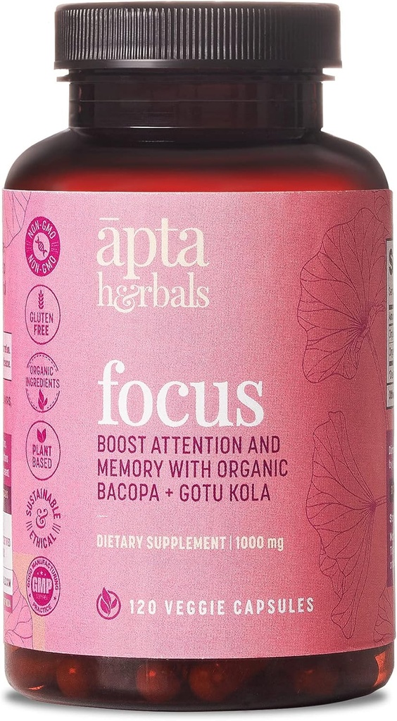 Focus, Kruidensupplementen, 120 Veggie Capsules, Verbetert Focus, Concentratie en Geheugen