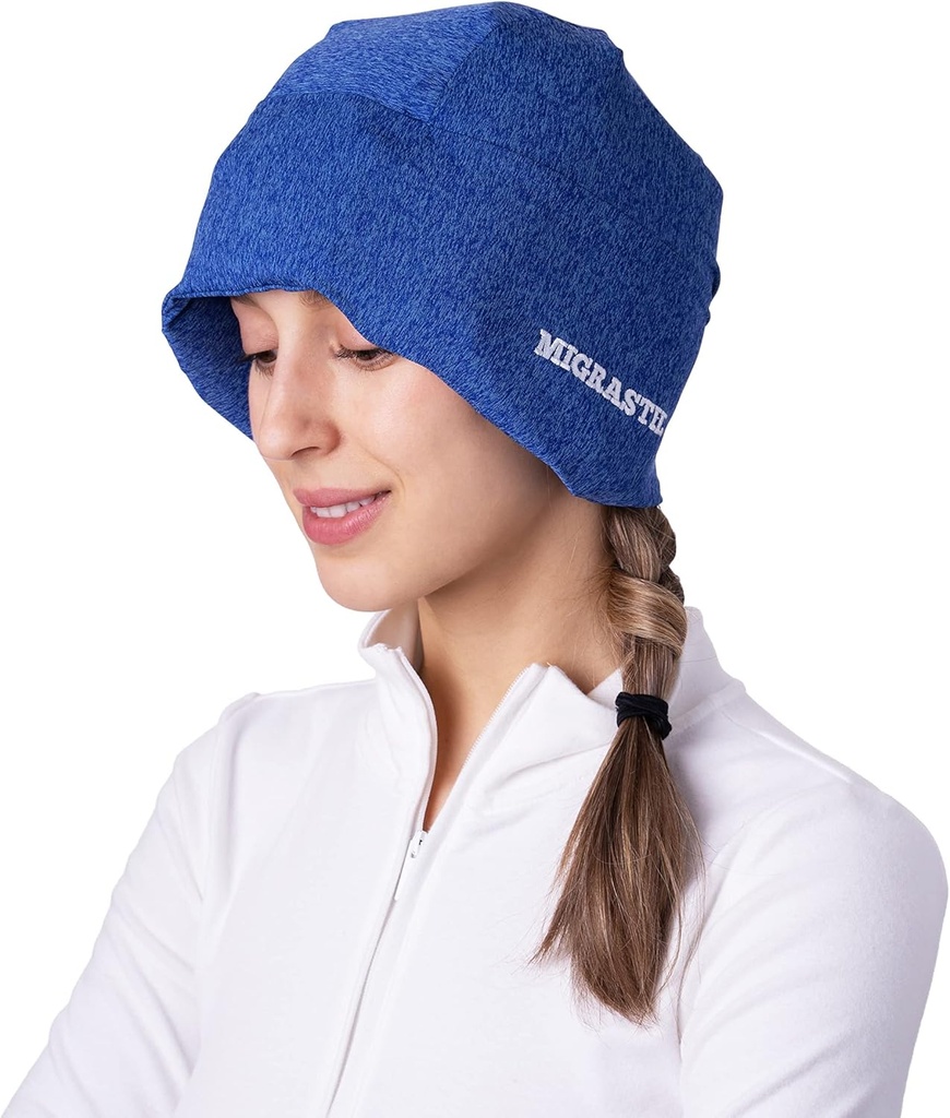 Migrastil MigraFreeze Deluxe Hoofdpijn & Migraine Hoed. Zachte, flexibele Koelende Gel Cap voor mannen & vrouwen. Form Fitting Ice Pack en Head Wrap met geritsde opslagzak. Comfortabel, No-Pain Design.