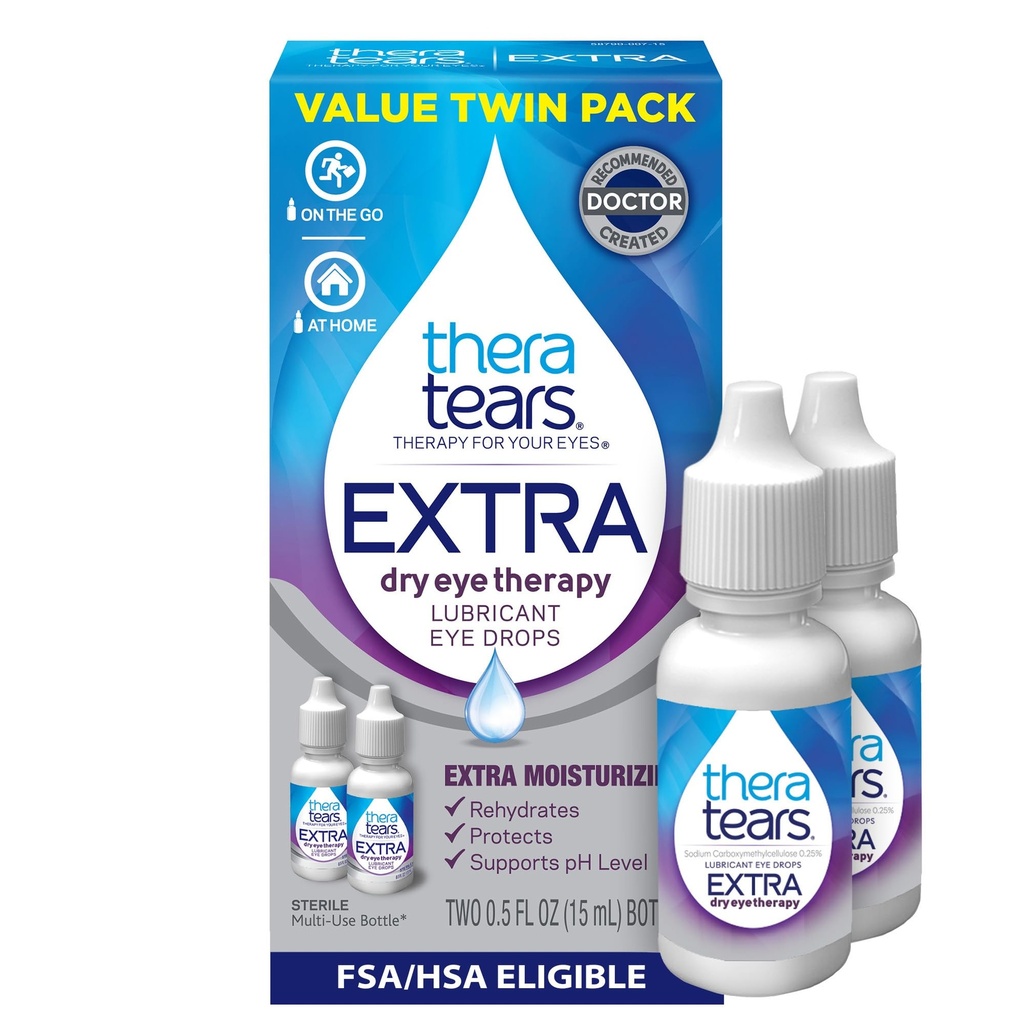 TheraTears Extra droge oogdruppels, Twin Pack, 2 flessen x 0,5 fl oz (verpakking van 1)