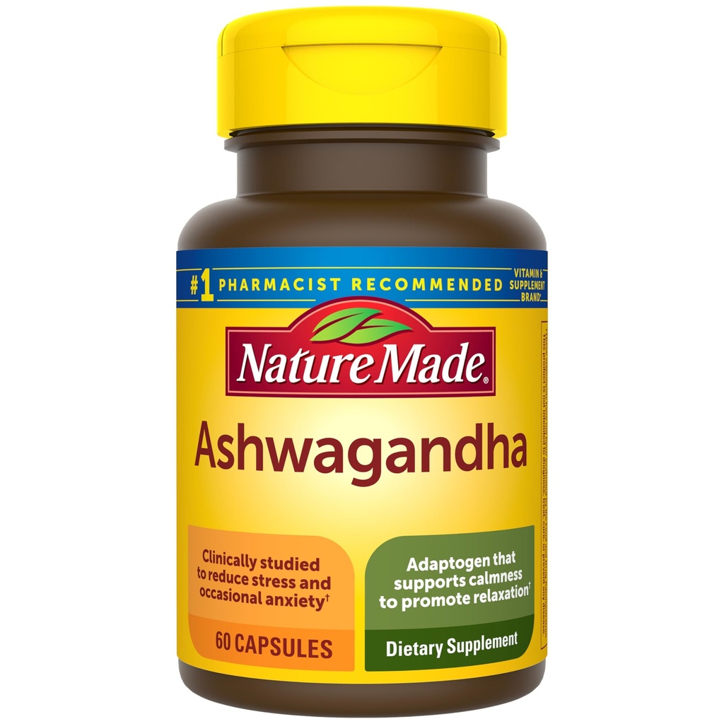La nature fait Ashwagandha Capsules 125mg pour le soutien du stress, 60 capsules, 60 jours d'approvisionnement