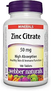 Webber Naturals Zink Citroen 50 mg, 180 tabletten