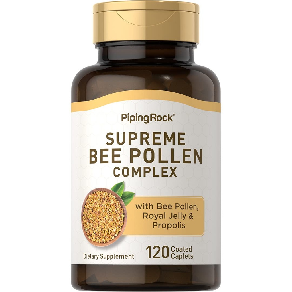 Pipping Rock Bee Pollen avec Jelly Royal et Propolis de 120 Caplets Supplément complexe pour les femmes et les hommes