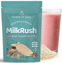 Laitrush Support d'allaitement maternel - Mélange de graines d'avoine et de boisson d'allaitement à l'amande - Booster de lait pour l'allaitement au sein Superfood Mix avec Omega 3, Fer et calcium - Certifié Kosher - Sac 12oz