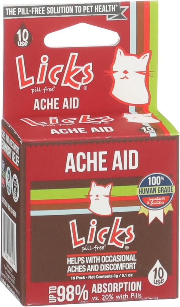 Licks Pill-Free Cat Ache Aid - Kurkuma en gember kattensupplementen - Cat Health Supplies & Pain Relief - Gel Packets - 10 Use