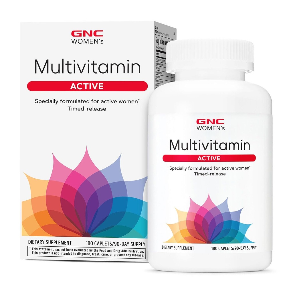 GNC Vrouwen Actief Multivitamine Klinisch Bewijs voor Voeding, Oefening Herstel, Energie Productie, Bot Gezondheid, Schoonheid, Immune, Biotine, IJzer, Zink, 180 Capletten