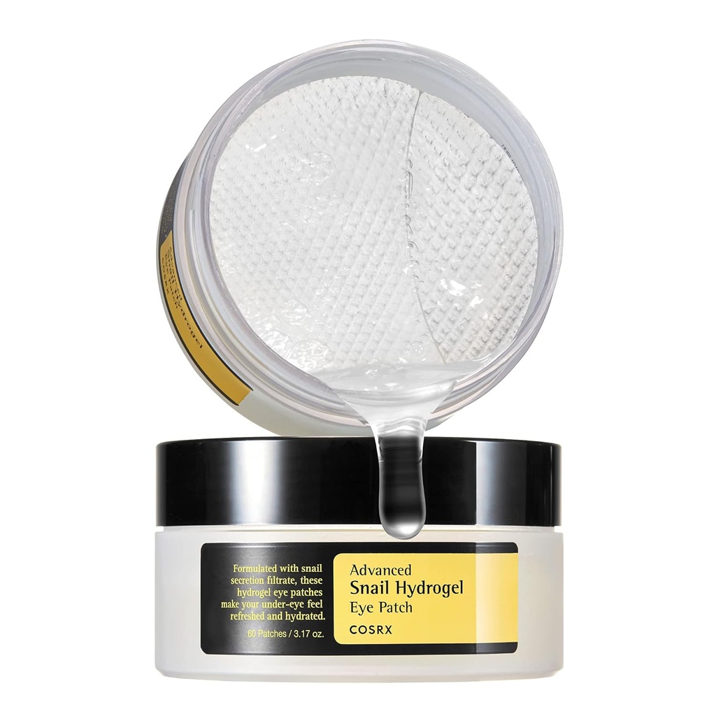 COSRX Advanced Snail Hydrogel Eye Patch (60pc), Gel Serum Mask, Puffy Undereye Treament, Fine Lines, Refresh, Hydrate . Paraben gratis, Koreaanse huidverzorging