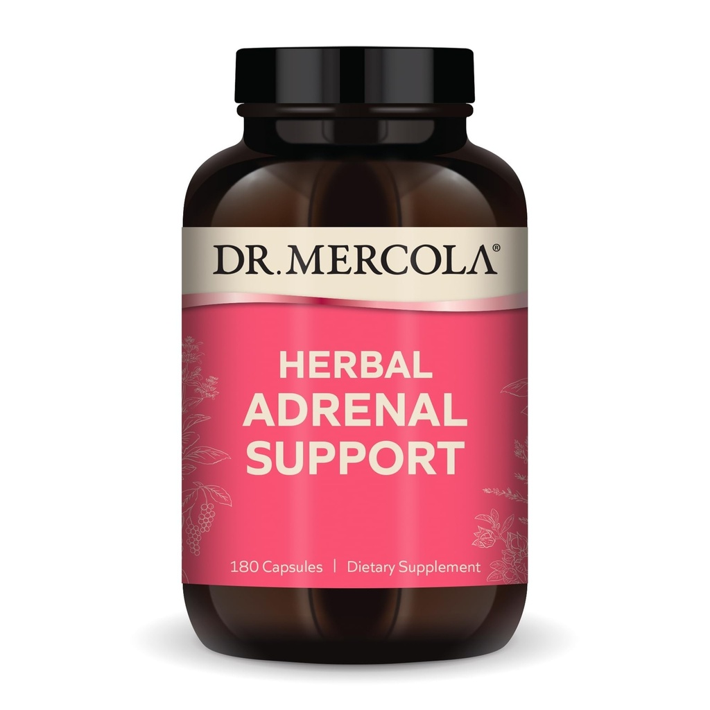 Dr. Mercola Herbal Adrenal Support, 90 porties (180 capsules), Dieetsupplement, Mood and Stress Management, Non-GMO