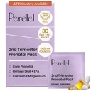Perel 2nd Trimester Prenatale Pack, Multivitamine met Magnesium, Omega 3, IJzer & Calcium, Voedingsondersteuning voor Tweede Trimester Wellness, Soy & Gluten Free, Niet GGO, 30 Dagelijkse Pillen Packs