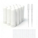 12 Sets Huile Essentielle Aromathérapie Tubes Sticks Inhalateurs Nasaux Blancs(12 Sticks Complètes) + 2 Pipettes en Polyéthylène