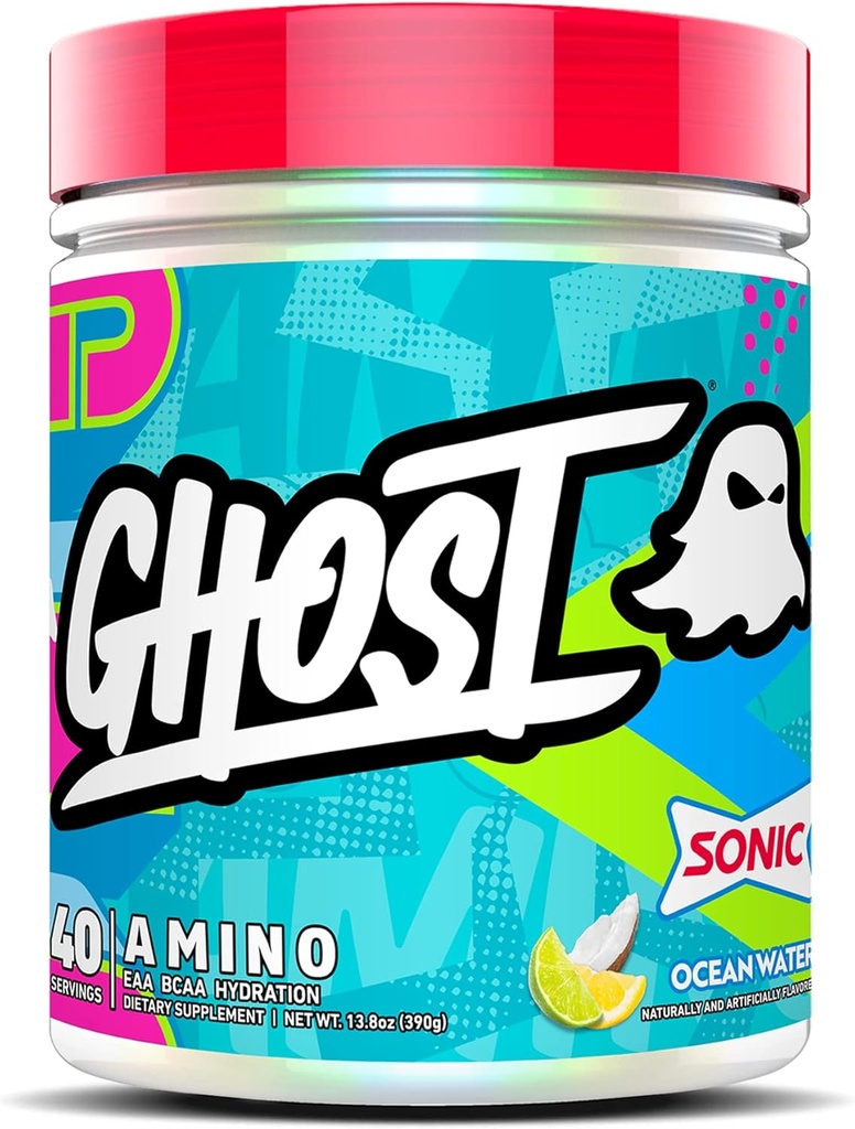 GHOST Amino: Essentiële Aminozuur Supplement, Sonic Ocean Water - 40 Servers - Intra-Workout Powder for Hydration and Recovery 4.5g BCAA & 5.5g EAA - Soy & Gluten-Free, Vegan