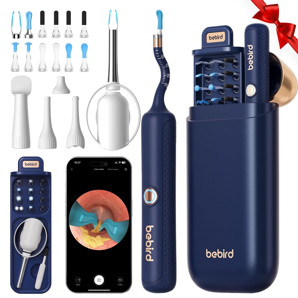 Bebird Earsight Plus R37R Ear Cleaning Camera Wax Removal Tool kit, Flexible Ear Scope Otoscope Camera Light, Visual Ear Picker sans fil Earwax Removaler Tweezers pour Adultes et Enfants
