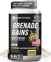 Grenade gagne de la poudre d'isolat avec de la créatine, de la L-Carnitine et de la bêta-alanine - Testé en troisième partie, sans gluten, sans édulcorants artificiels - USA Made, Vanilla, 24 portions