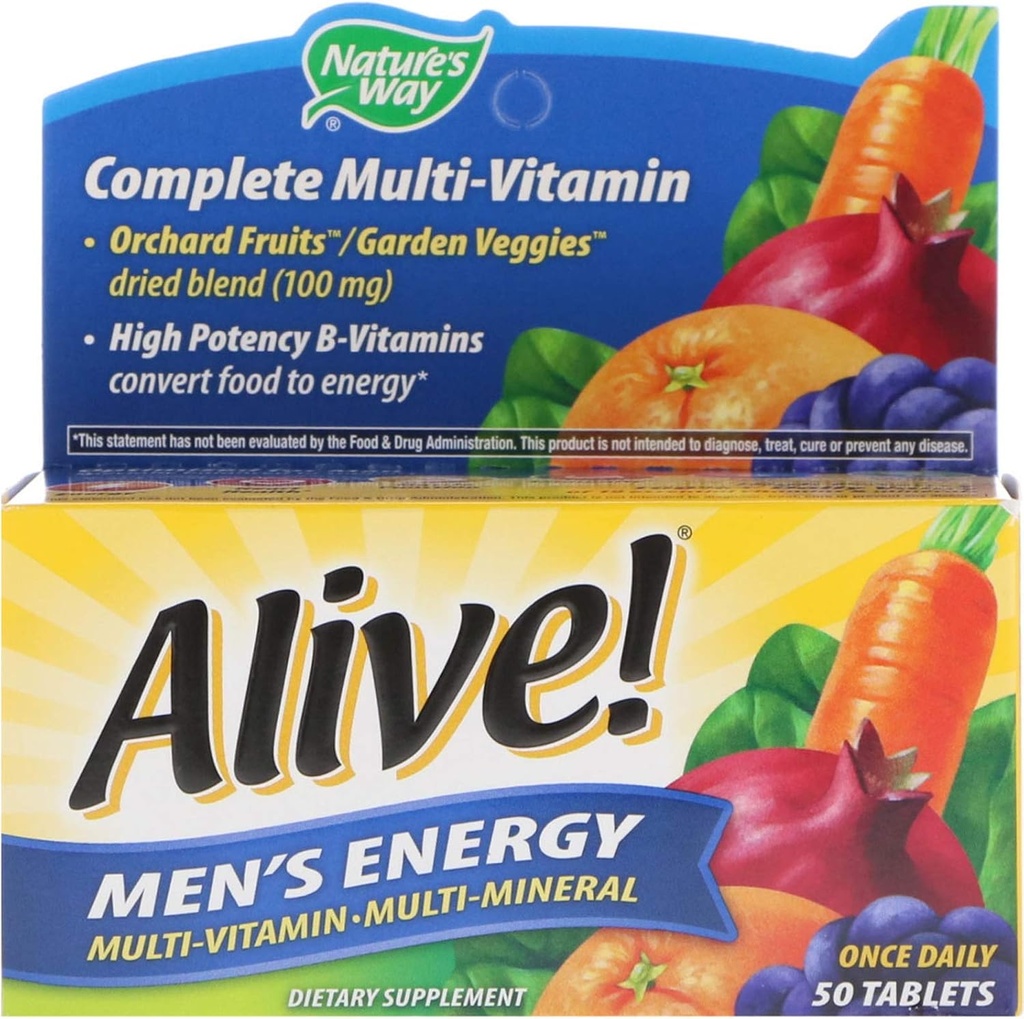 De natuur leeft! Mannen... Energie Complete Multivitamine, Hoge Potentie B-Vitaminen, 50 tabletten