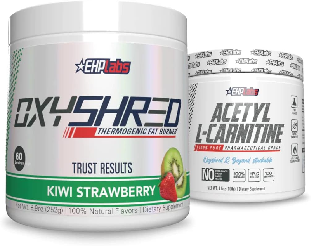 EHP Labs Shred + Acetyl Bundle - OxyShred Thermogenic Pre Workout Powder & Shredding Supplement - Acetyl L-Carnitine - Ondersteunt natuurlijke energie, Aids Metabolisme, & gezonde hersenfunctie