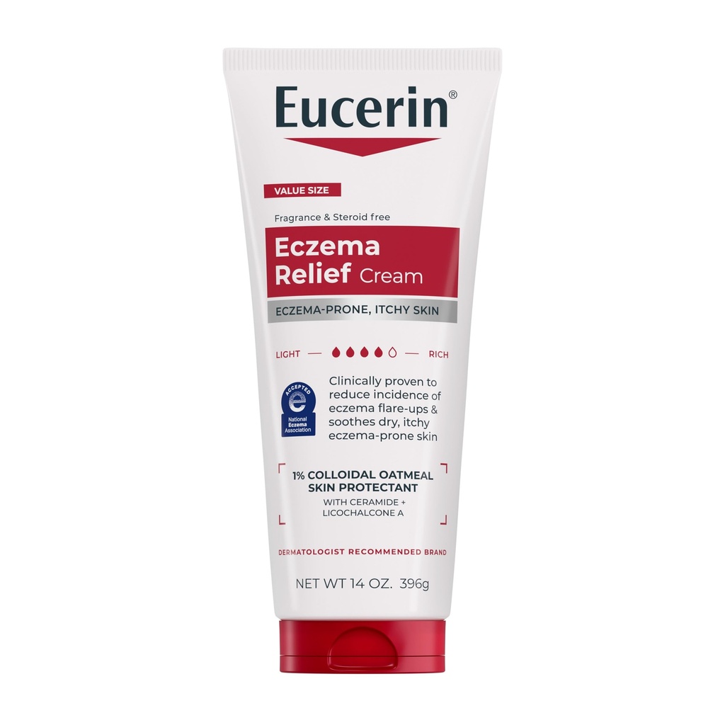 Eucerine Eczema Relief Body Cream, Eczema Cream met Colloïdaal havermout, Ceramide-3 en Licorice Root Extract, 14 Oz Tube