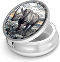 Pill Box-3 Compartiment kleine pil geval voor Purse & Pocket Mini metalen pil houder Travel Pill Container te Hold Supplementen Vitaminen BPA-Free (Rhinoceros)