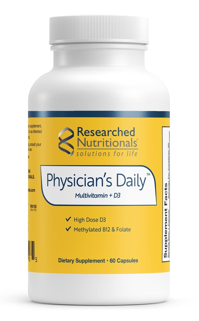 Onderzoek naar voedingssupplementen Arts Daily + D3 Supplement - Dagelijkse Multivitamine voor mannen en vrouwen met vitamine D3 2000iu, vitamine B12, vitamine B6 + gemethyleerde folaat (60 capsules)