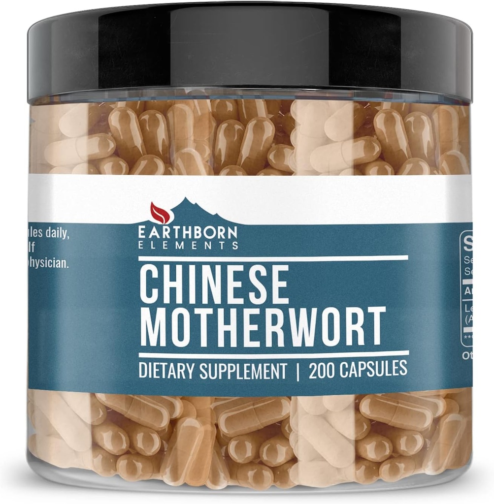 Earthborn Elements Chinese Moederwort 200 Capsules, Pure & Onverdund, Geen Additieven