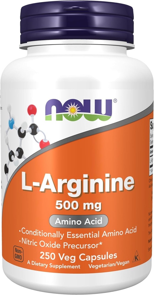 NU L-Arginine 500 mg 250 Veg capsules (verpakking kan variëren