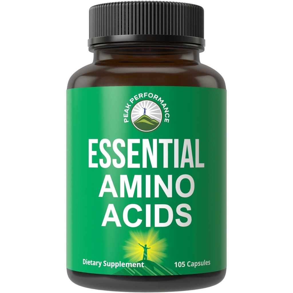 Tous les 9 acides aminés essentiels Supplément. Capsules avec 3X Plus de Leucine pour la récupération musculaire, la croissance. Supplément EAA meilleur que BCAA / BCAAS à chaîne ramifiée Aminos Acid. USA Testés AAE pour les hommes + femmes