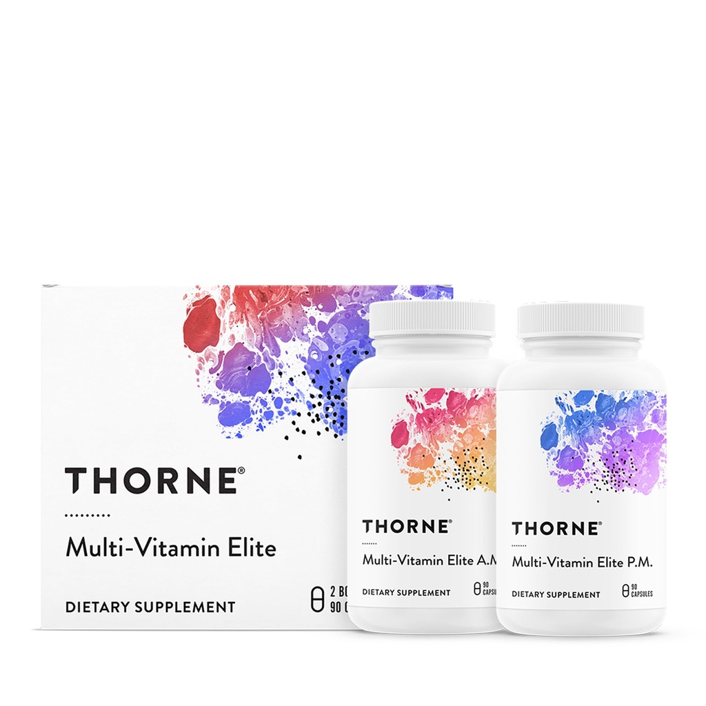 THORNE - Multi-Vitamin Elite - Dagelijks voedingssupplement - AM Formule ondersteunt Cellular Energy Production &PM Formule ondersteunt rustgevende slaap* - Glutenvrije, zuivelvrije - 180 capsules - 30 porties