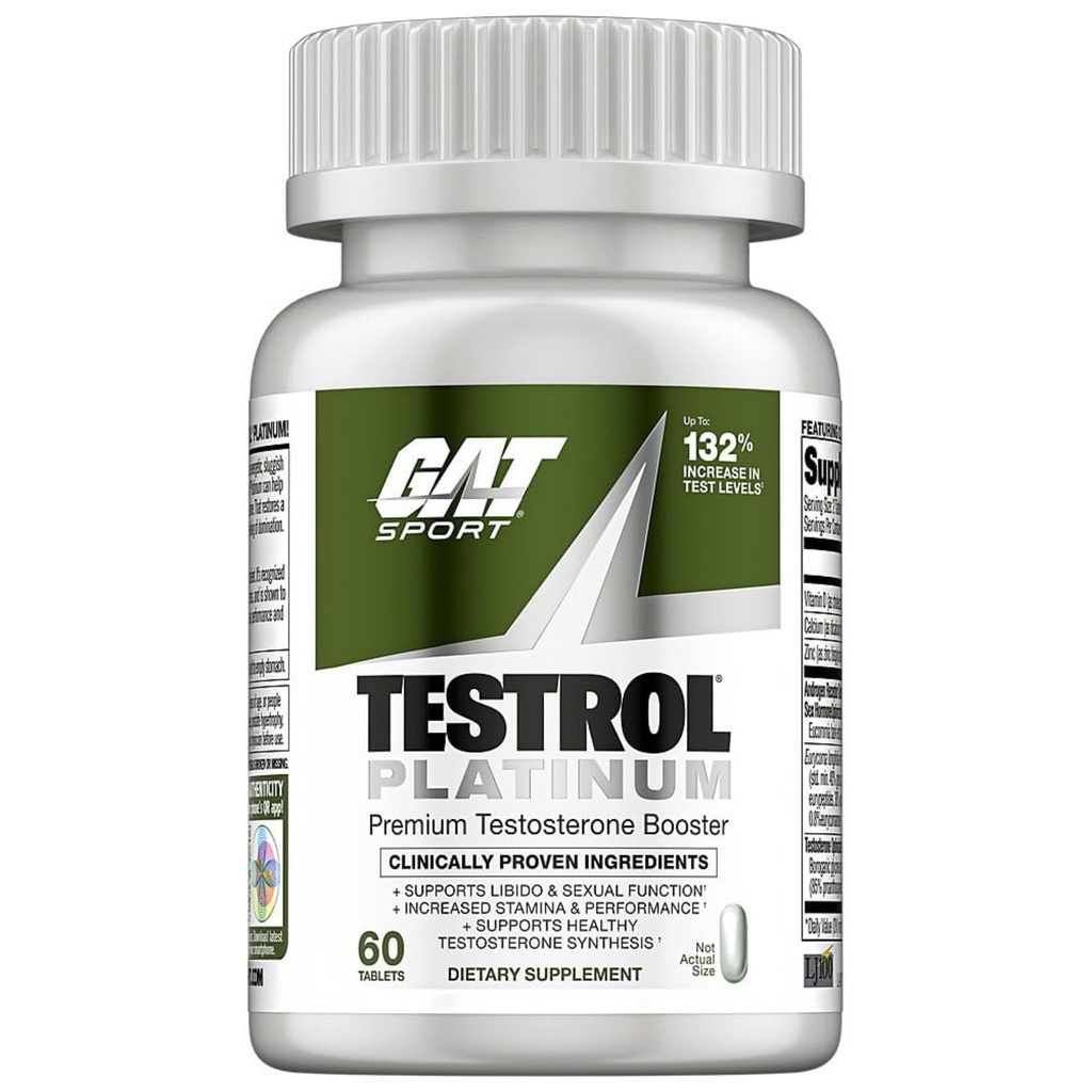 Testrol Platinum, Test Booster pour les hommes par GAT Sport Stamina + Libido + Testostérone Boost, Boron, Vitamine D, Zinc, 60 comprimés