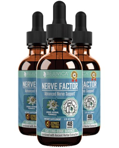 Rejuvica Health NerveFactor - Supplément avancé de soutien à la nerve - Livraison liquide pour une meilleure absorption - Acétyl-L-Carnitine, acide alpha lipoïque, vitamine B12, acide folique, saule blanche et plus encore!