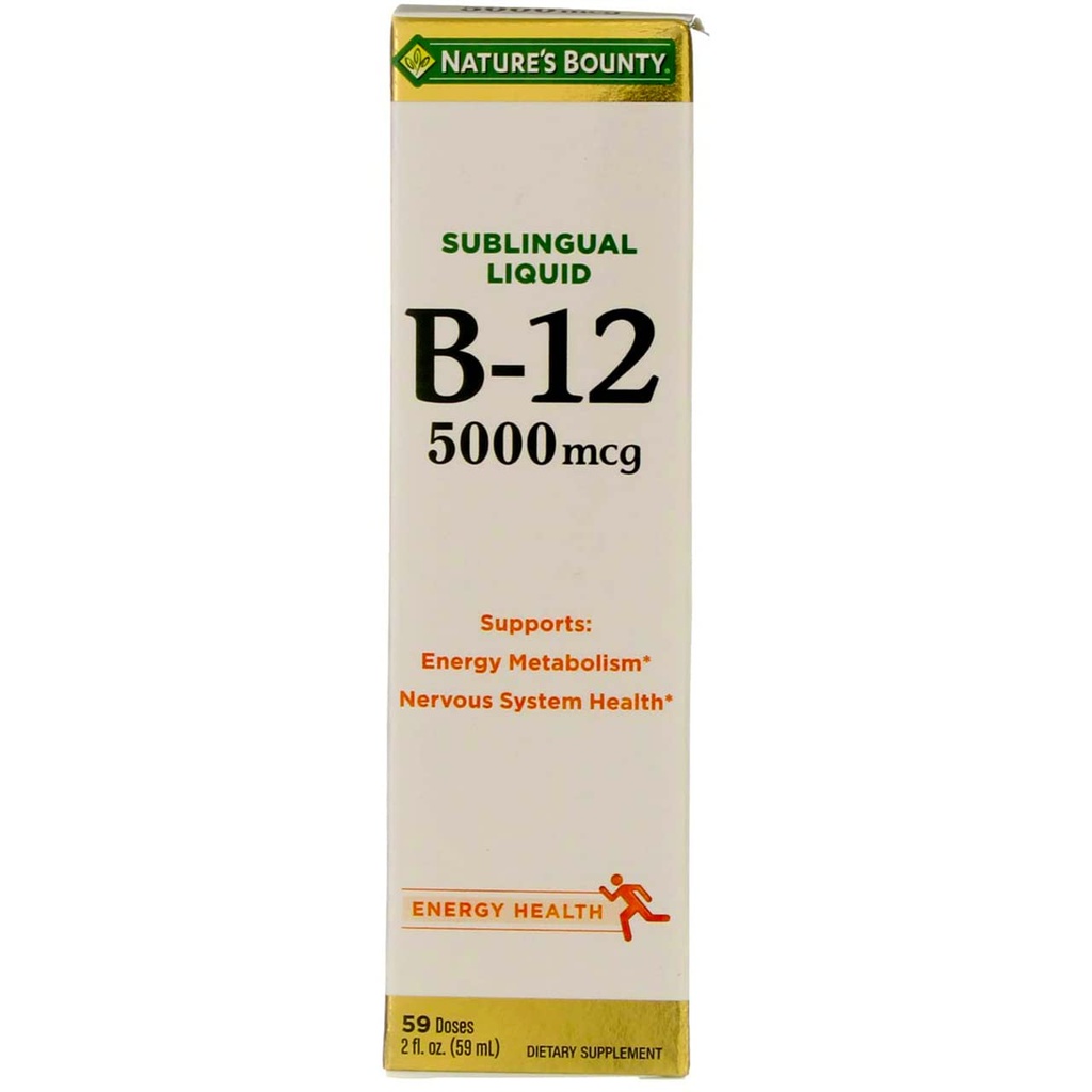 Nature's Bounty B-12 5000 mcg Sublingual Liquid Energy Health 2 oz (pakket van 4)