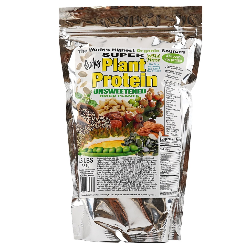 Super Plant Proteïne - Ongezoet - Proteïnepoeder Verrijkt met Exotische Pijnboom Noten, Durian, & Prickly Pear Cactus - Digestief-Vriendschappelijk, Nutrient-Rich