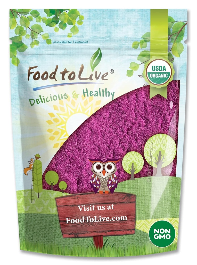 Food to Live Organic Black Currant Juice Powder, 4 Ounces — Non-GMO, Raw, Kosher, Vegan Superfood, Bulk, Rich in Antioxidants, Great for Juices, Drinks, and Smoothies, Contains Maltodextrin