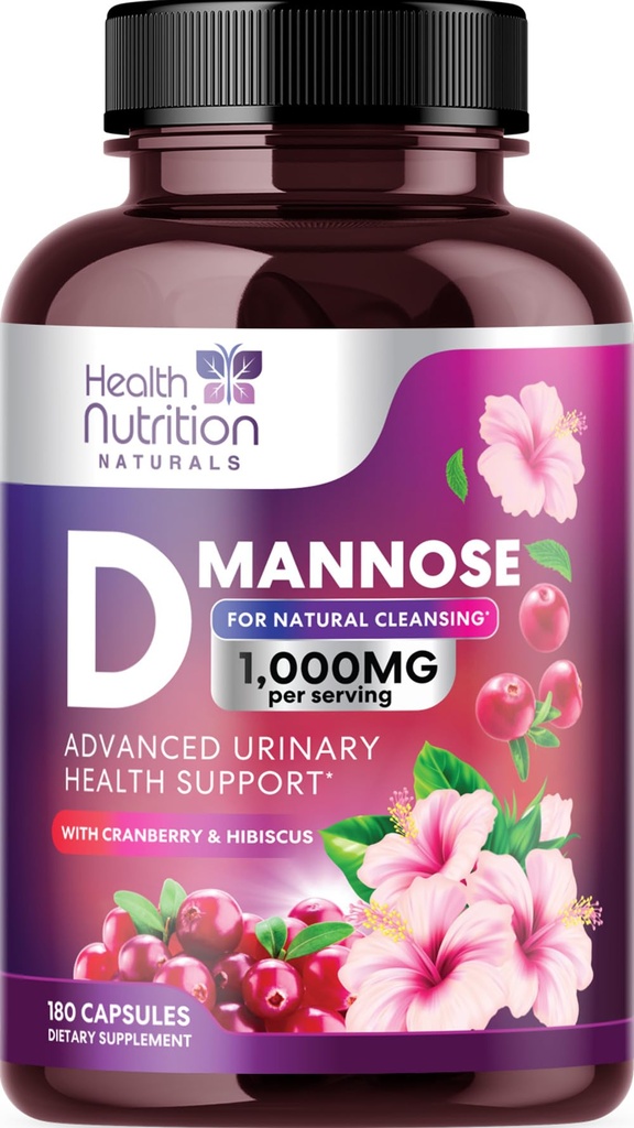 D-Mannose Supplement 1.350mg - met Cranberry, Hibiscus & Dandelion - Fast-Acting, Natural Urinary Tract & Bladder Ondersteuning voor Vrouwen & Mannen