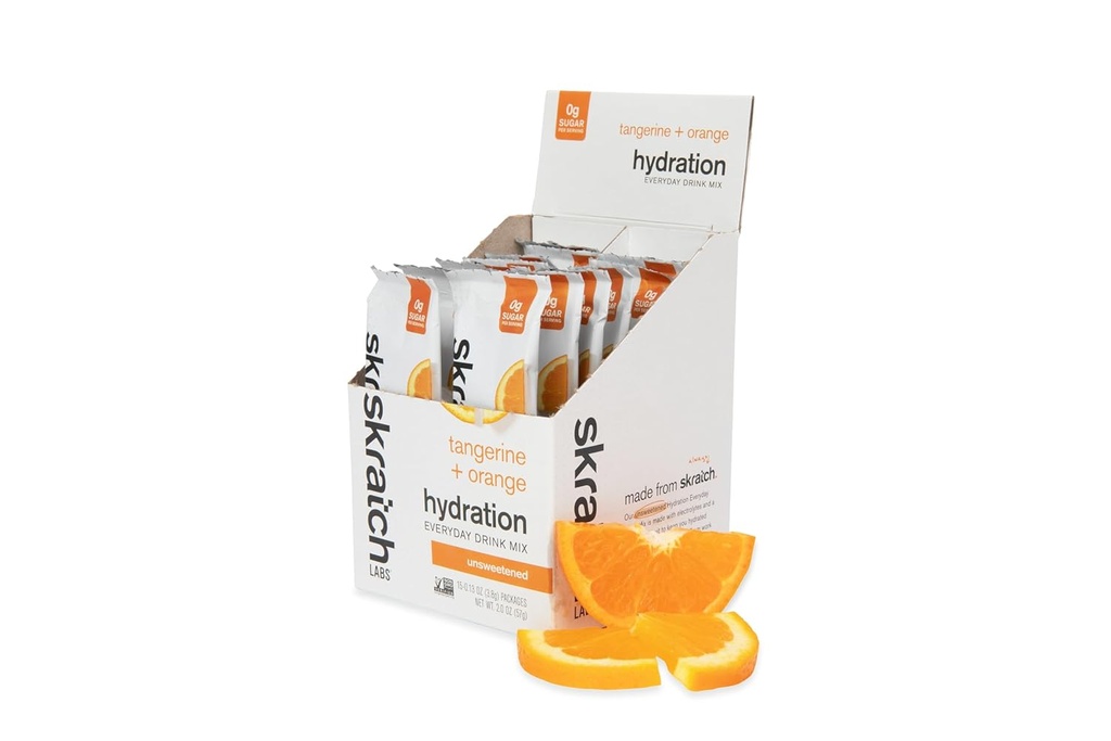 Skratch Labs Ongezoete Electrolyte Powder Packets - Everyday Hydration - Sport Drink Mix - Sugar Free - Electrolytes Booster- Tangerine + Orange - 15 Servings - Keto, Paleo, Veganist, Non-GMO