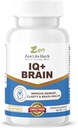 ZEN VIE HERB IQ+ Cerveau - Sans caféine, concentré, concentration, mémoire et énergie testés cliniquement, supplément naturel à base de plantes, pas de vitamines/minéraux/Mushroom/Sugar (30 Softgels)