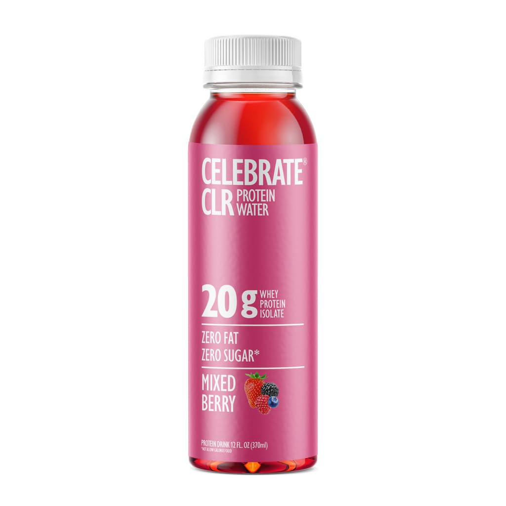 Célébrez les vitamines CLR L'eau de lactosérum isolate de protéines, les baies mélangées - 20g de protéines, prêtes à boire - sans gluten et sans sucre - pour les patients de chirurgie bariatrique post, 12 paquets