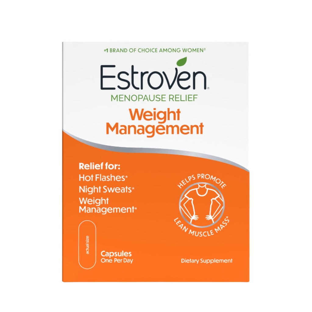 Estroven Weight Management for Menopauze Relief - 30 Ct. - Klinisch Bewezen Ingrediënten Helpen Gewicht te beheren, Nachtkleding en Hot Flash Relief* Drugvrije & Glutenvrije Capletten