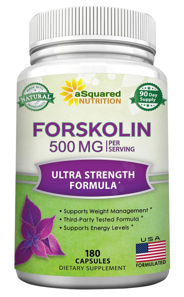 aSquared Nutrition Forskolin 500mg Max Kracht-180 Capsules,Forskolin supplement voor pure gewichtsverlies brandstof, Coleus Forskohlii Root - Forskolin Diet pillen, Belly Buster Fat Burner 2X Slim Trim lose