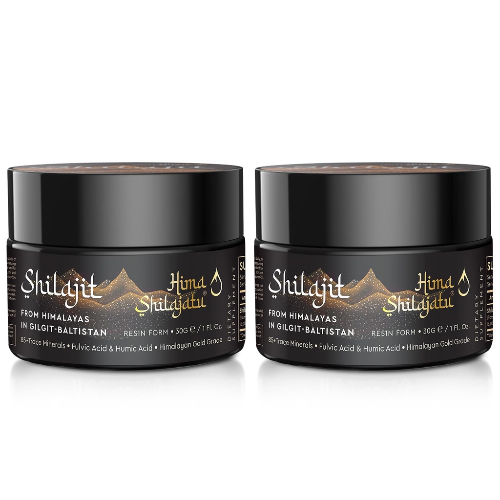 Shilajit Pure Himalaya Organic Shilajit Resin - Gold Grade 100% Purity Shilajit met Fulvic Acid & 85+ Trace Minerals Complex for Energy & Immune Support, Pack of 2 (4 maanden supply)