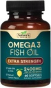 Omega 3 Fish Oil Supplement 2400 mg - Triple Strength EPA & DHA Fish Oil Omega 3, Essentiële vetzuren supplement Softgels, Hersenen & Heart Health Support Supplements, Glutenvrij Non-GMO, 60 Softgels