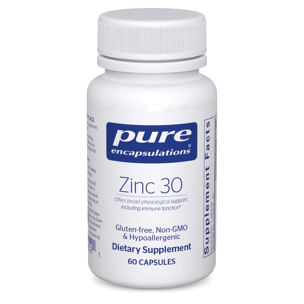 Pure Encapsulations Zink 30 mg - Supplement for Immuun System Support, Growth and Development, and Wound Healing* - with Zink Picolinate 30 mg - 60 Capsules