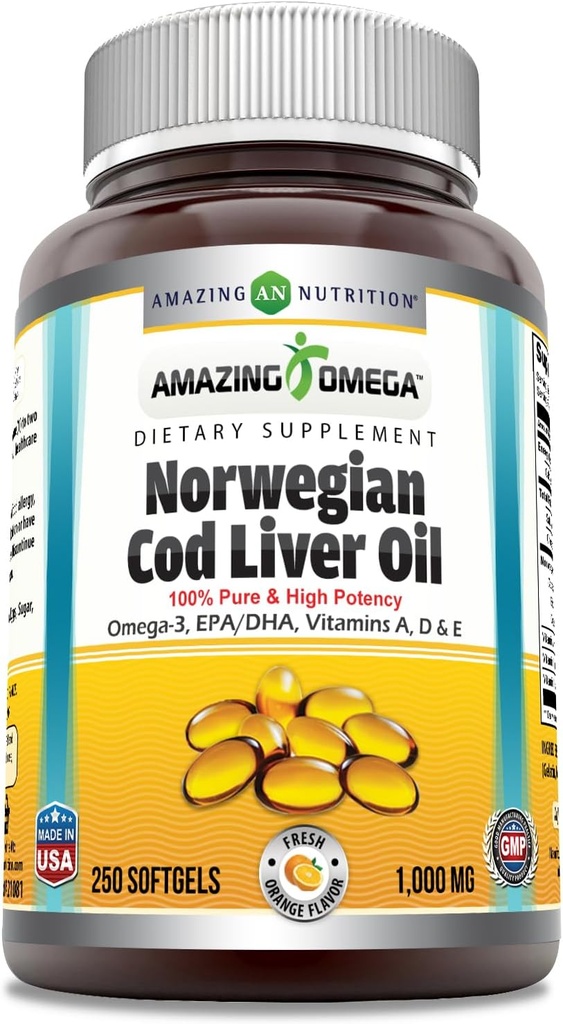 Verbazingwekkende Omega Norwegian Cod Liver Oil 1000 Mg Softgels Supplement 