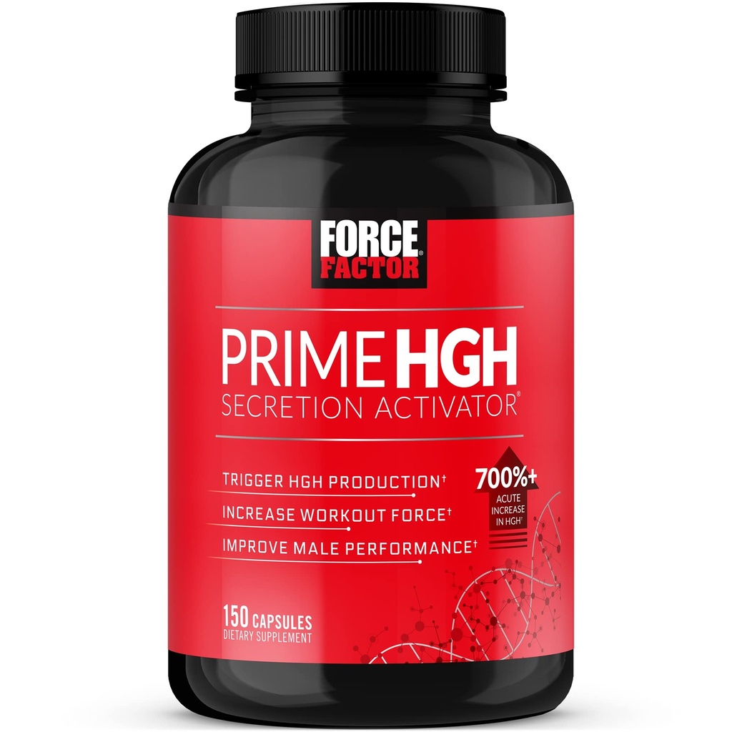 FORCE FACTOR Prime HGH Secretion Activator Supplément pour hommes avec L-Arginine et L-Glutamine pour déclencher la production de HGH, stimuler la force d'entraînement, et améliorer la performance athlétique, 150 capsules