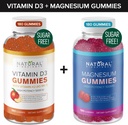 Suikervrije vitamine D3 K2 Gummies (180 Gummies) en suikervrije extra sterkte Magnesium Gummies (180 Gummies), vitamine D3 Gummies 5000 IE+K2 MK7 80 mcg, Magnesium Citrate Gummies 500 mg