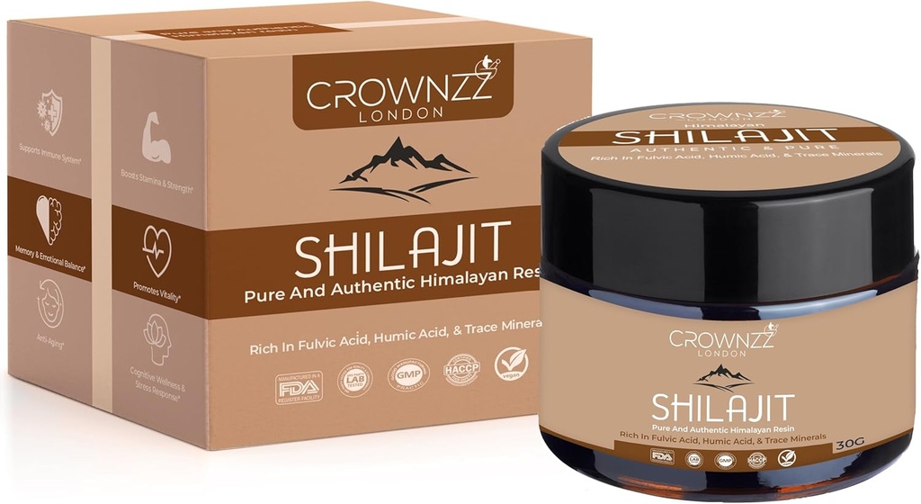 Pure Shilajit - Organic Gold Grade Himalaya Shilajit Resin for Men & Women - High-Strength Shilajit Rich in Fulvic, Humic Acid & 85+ Minerals-Lab Tested & Certified 30G Shilajit ondersteunt uithoudingsvermogen