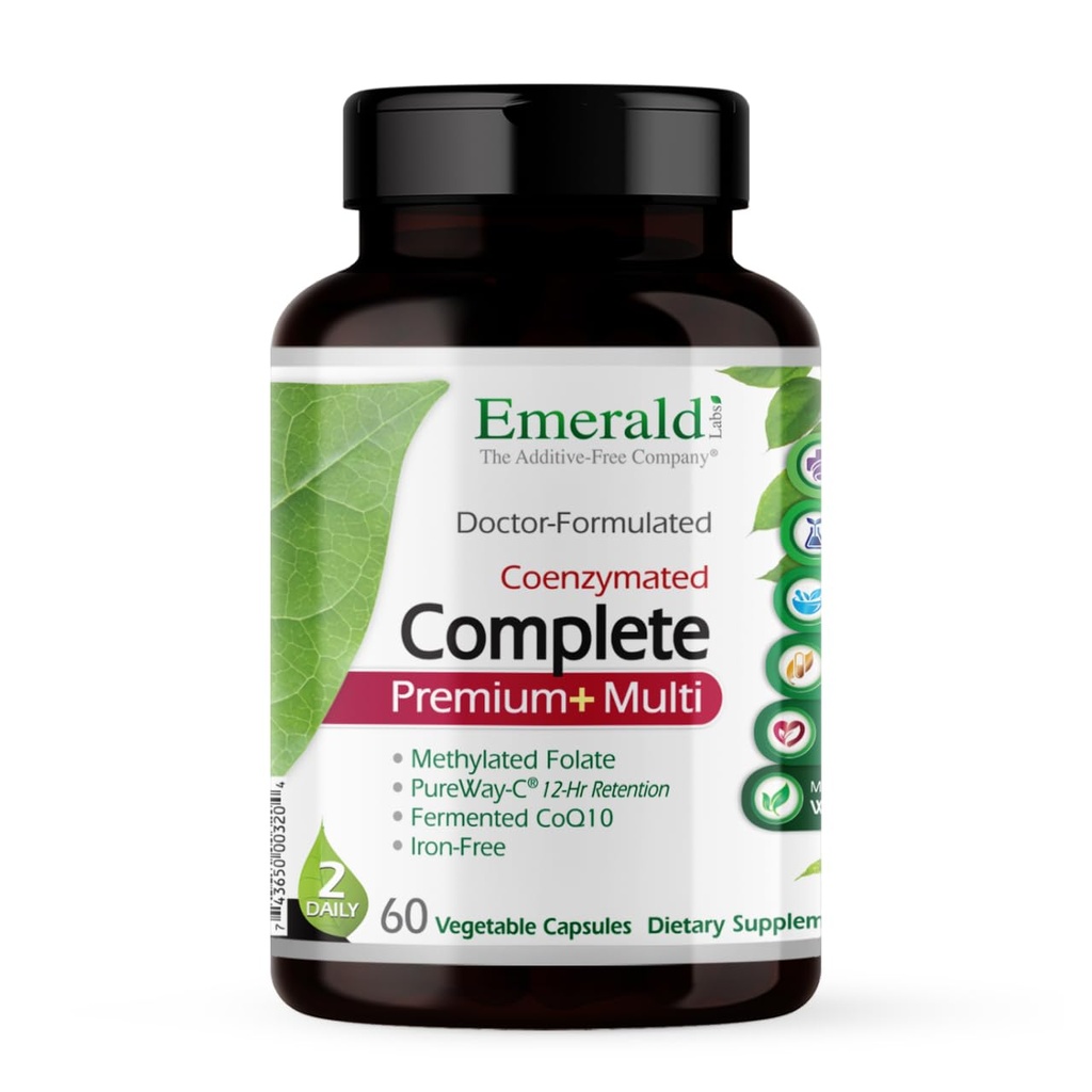 EMERALD LABS Complete Premium Multi - Multivitamine voor Digestieve en Immuun Ondersteuning met Vitamine C als PureWay-C, B Vitamine Complex, Albion Gecheld Zink & Meer - 60 Plantaardige Capsules (30 dagen)