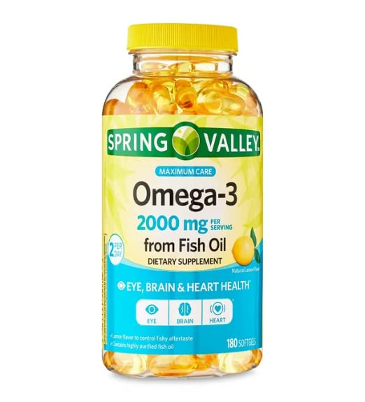 Spring Valley Oméga-3 de l'huile de poisson soin maximum Softgels, 2000mg, 180 Compte