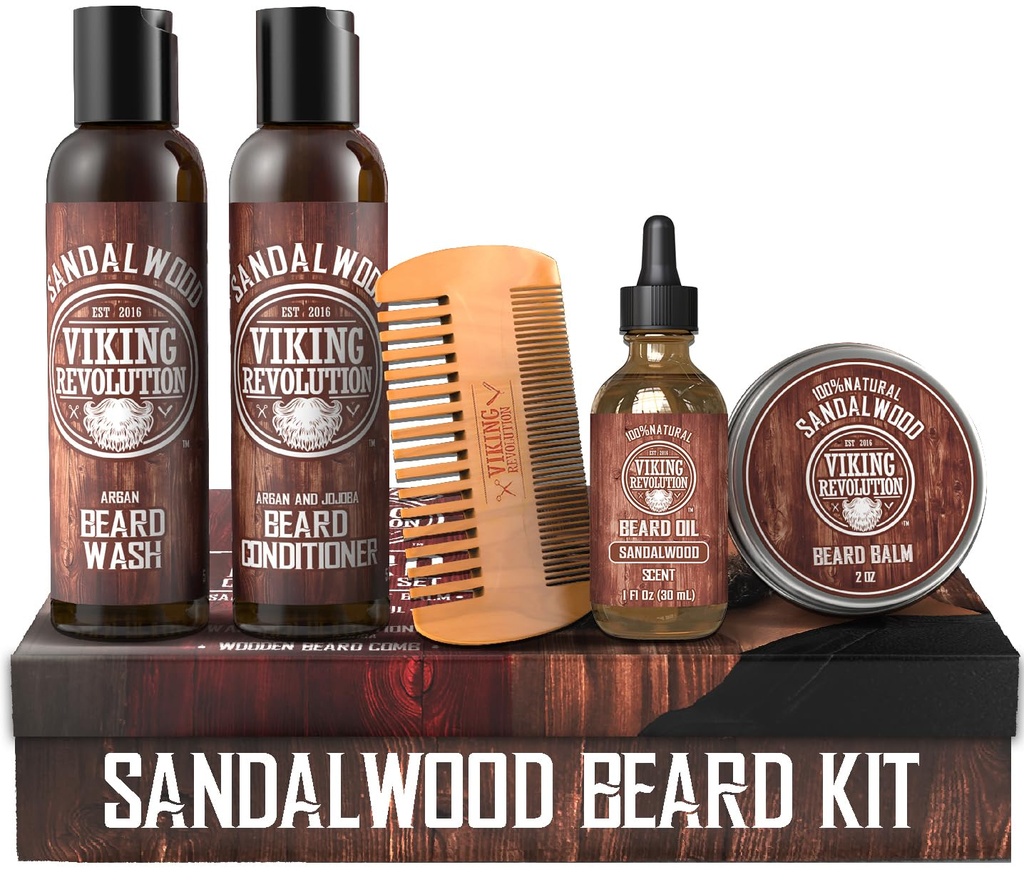 Viking Revolutie Ultimate Conditioner voor heren baard bruidegom - Softens, Smoothes and Soothes Baard Itch- Bevat Wash, Conditioner, Olie, Balsem en Comb- Sandalwood geur